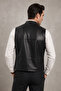 Classic Men's Genuine Leather Black Vest - 2