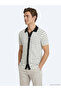 Ecru Striped Regular Fit Short Casual Cotton Blend Shirt - 4