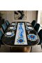 Blue Gazania Designed 3D Digital Printed Laser Cut Detailed Placemat & Supla 6 Pieces - 2