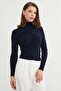 Draped Turtleneck Blouse