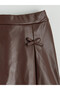 Two Mt Shop Quality Lcw Kids Brown Faux Leather Plain Short Girls Skirt - 2