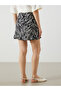 Two Mt Shop Quality Lcw Vision Black Raschel Patterned Mini Women's Shorts Skirt - 4