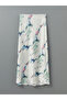 Original Elastic Waist Patterned Satin Skirt - 5