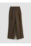 Trendlucky Wide Leg Pleated Women's Fabric Pants with a Difference in Color - 5