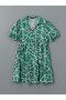 Original Shirt Collar Patterned Dress - 5