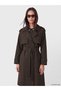 Trendlucky Women's Double-Breasted Collar Belted Trench Coat with a Difference - 2