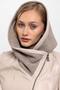 Beige Julia Knitwear Hooded Belted Genuine Women's Leather Coat - 6