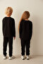 Black Unisex Long Sleeve Crew Neck Blouse - 5