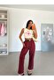 Leather Belted Tracksuit - Burgundy - 3