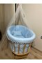 Baby Basket Crib Blue Pompom Sleeping Set - 5