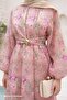 Patterned Brooch Belt Detail Pink Dress - 3
