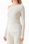 Wrapped Fabric Draped Boat Neck Blouse - 7
