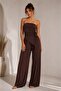Women's Strapless Tie-Up Asymmetrical Cut Blouse and Wide Leg Pants - 5