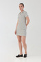 Striped Collar Half Button Dress - 5
