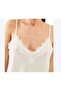 Women's Off-White Ecru Lace Detailed Adjustable Rope Strap Tank Top Blouse - 5
