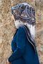100% Twill Silk Shawl Patterned Gray - Navy Blue Colored 90X90 Scarf Sewing Shape: Hand Sewing - 6