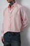 Men's Res Embroidered Long Sleeve Linen Oversized Shirt Pink - 5