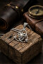 Compass Moon Star Handcrafted Stainless Steel Chain Men's Necklace