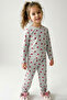 Girl's Pajama Set Heart Patterned 4-8 Years, Light Gray Melange