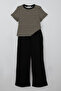 Girl's Trouser Suit with Arma Detail and Bow Accessory, 6-12 Years, Black - 3