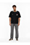 Men's Collar Detailed Oversize T-Shirt Black - 3