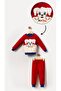 Baby Boy Dog Image Printed Cotton Fleece Winter 2-Piece Top and Bottom Set - Red - 2