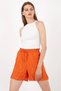 Women's Orange Elastic Waist Rope Tied High Waist Ayrobin Shorts with Pockets - 5
