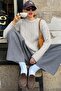 Beige Crew Neck Braided Knitwear Sweater Mg2336
