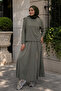 Women's Modal Fabric Comfortable Fit Elastic Waist Skirted Hijab Suit 1221 Khaki - Premium Series - 3