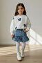 My Little One's Cicileri Heart Glitter Printed Sweat Denim Skirt 2-Piece Set -Blue