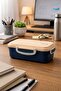 حاوية طعام من الفولاذ المقاوم للصدأ باللون الأزرق الداكن من بينماريلي، حاوية تخزين للوجبات مكونة من قسمين - 4