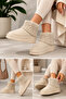 Sweater Suede Thick Sole Winter Women's Boots with Fur Inside - Beige - 3