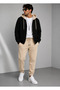 Color-Blocked Hooded Zippered Cardigan Tracksuit Set, Thick 3-Thread Fabric - 2