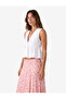 Pocketed Bell-Cut Striped Midi Skirt with Floral Detail - 2
