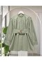 Leaf Brooch and Belt Decorated Loose Tencel Tunic [Buy Small Size, 75 Cm, Wide Fit]