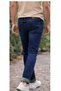 Men's Slim Fit Navy Blue Jeans – Folded Hem, Natural Wash - 4