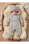 Baby Boy Velvet Jumpsuit with Leopard Pattern and Hood