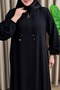 Esvet Ferace Black Rabia Crepe Fabric Women's Zippered Comfortable Cut Ferace - 2