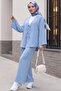 Double Tie Front Kimono Set with Pants - Ice Blue - 5