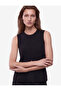 Buttoned Crew Neck Glittery Sleeveless Knitwear Blouse with Slit Detail - 2