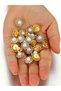 M Gold 50pcs Gold & Silver Rhinestone Pearl Sewing Beads — Sparkly & Elegant Embellishments for Jewe - 8