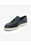 Men's Black Genuine Leather Loafer Shoes 5Y1La18490 - 3