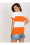 Tricou basic portocaliu si alb - 4