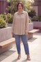 Women's Plus Size Shirt with Pocket Embroidery Detail Mink - 3
