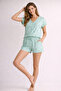 Women's Rainbow Patterned Cotton Short Sleeve Oversize T-Shirt and Shorts Bottom Top Pajama Set - 6