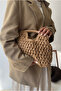 Women's Straw Handbag Camel Straw - 3