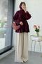 Ribbed Front Detail Flounce Sleeve Tunic - Burgundy - 7