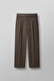 Men's Super Baggy Pleated Wide Leg Gabardine Trousers Light Brown