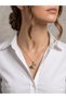 Swan Figured Blue Stone Zircon Detailed Gold Color Women's Steel Necklace Elegant Stylish Design - 5