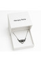 Stainless Steel Black Stone Winged Heart Pendant 316L Gift Option - 3